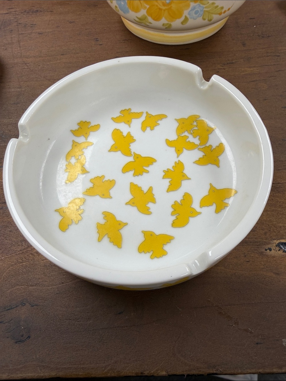 Yellow Bird Ceramic Ashtray - Unbranded